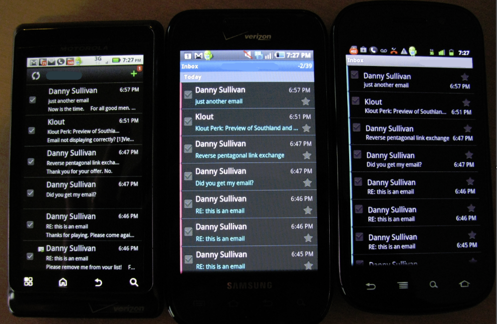 A Tale Of Three Android Phones: Droid 2, Samsung Fascinate & Google Nexus S