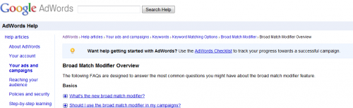 AdWords Broad Match Modifier Help