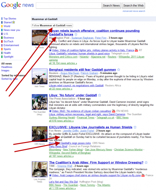 Google News Gaddafi