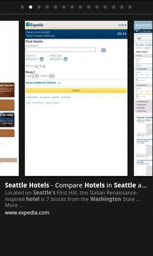 Expedia Instant Preview page for Seattle Hotels search