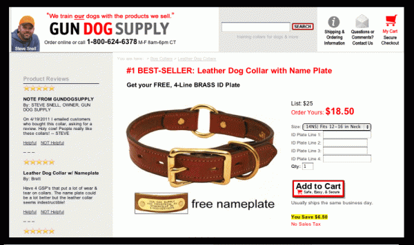 Leather Dog Collar With Name Plate