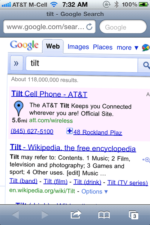 Tilt Google Mobile Safari