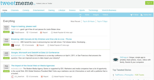 Tweetmeme social news aggregator for Twitter
