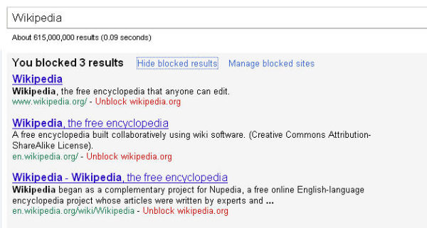 Wikipedia Blocked Results