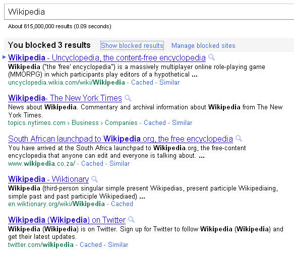 Wikipedia Blocked for own Brand Query