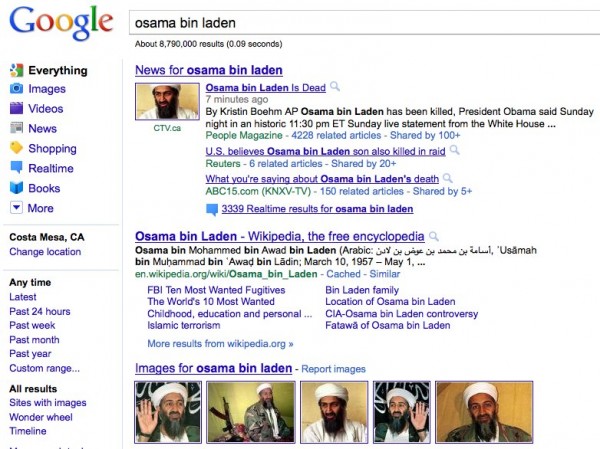 Osama Bin Laden Google Search