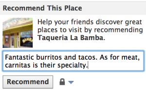 Facebook Places Recommend This Place