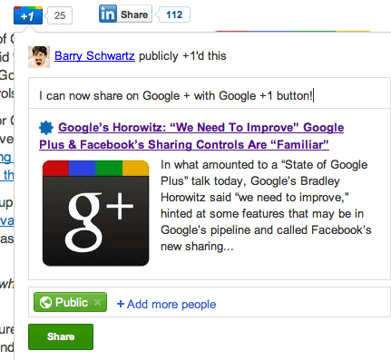 Google Plus Button Sharing