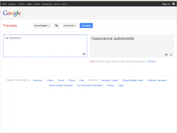 Google Translates Version Of Car Insurance In French