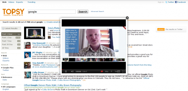 Google Hangout Topsy