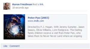 Example of Liking Peter Pan on IMDB