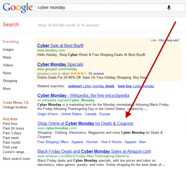 Cybermonday Google Rank1