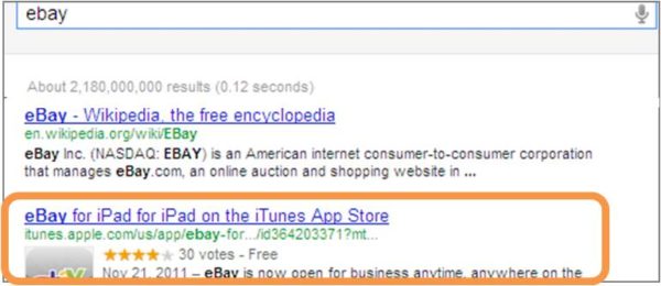 eBay Mobile App Ranks #2 in Google