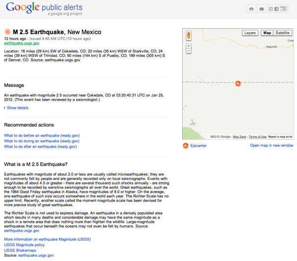 Earthquake New Mexico Details
