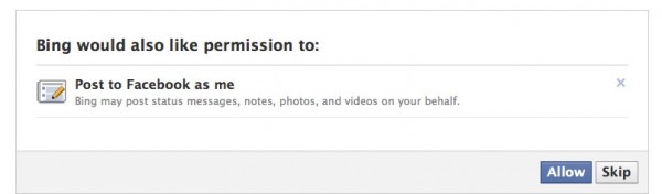 Facebook Bing Permission