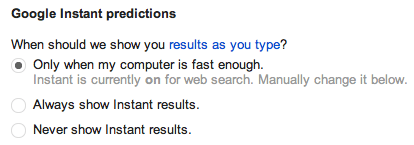 Google Instant Preferences