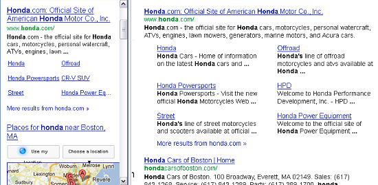 Google screenshot showing mobile and desktop search results