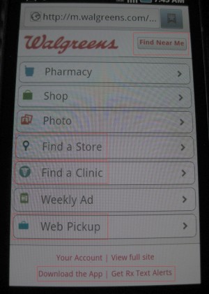 Walgreens Mobile Site Smartphone