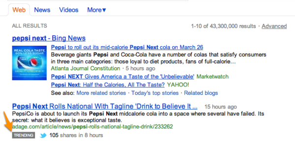 Pepsi Next Bing Trending