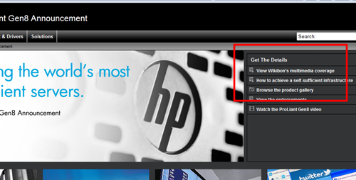 Link from HP.com home HP ProLiant Gen8 Announcement 