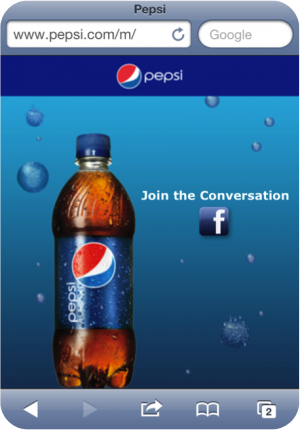 Pepsi Drives Mobile Users to Facebook