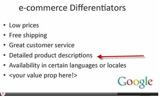 Ecommerce differentiators from Google SEO Video