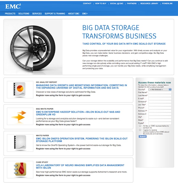 Big Data: EMC's Landing Page