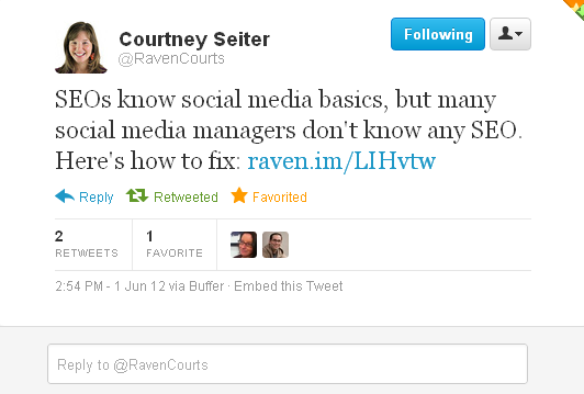 SEO knows social but social doesnt know SEO - Courtney Seiter