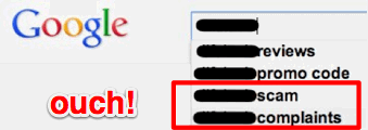 Google AutoComplete Screenshot showing negative/bad values