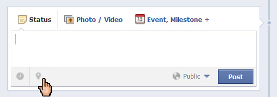 How to add a location to a Facebook status update