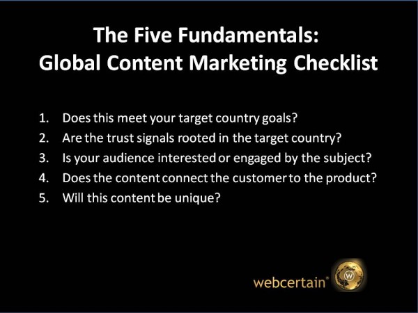 The Five Fundamentals Of Global Content Marketing - A Checklist