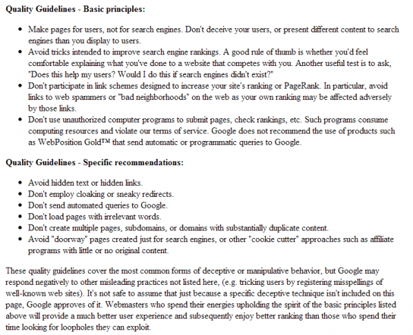 Google Guidelines