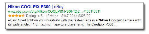A Rich Snippet for a Camera on Ebay