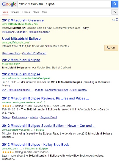 2012 mitsubishi eclipse mobile results