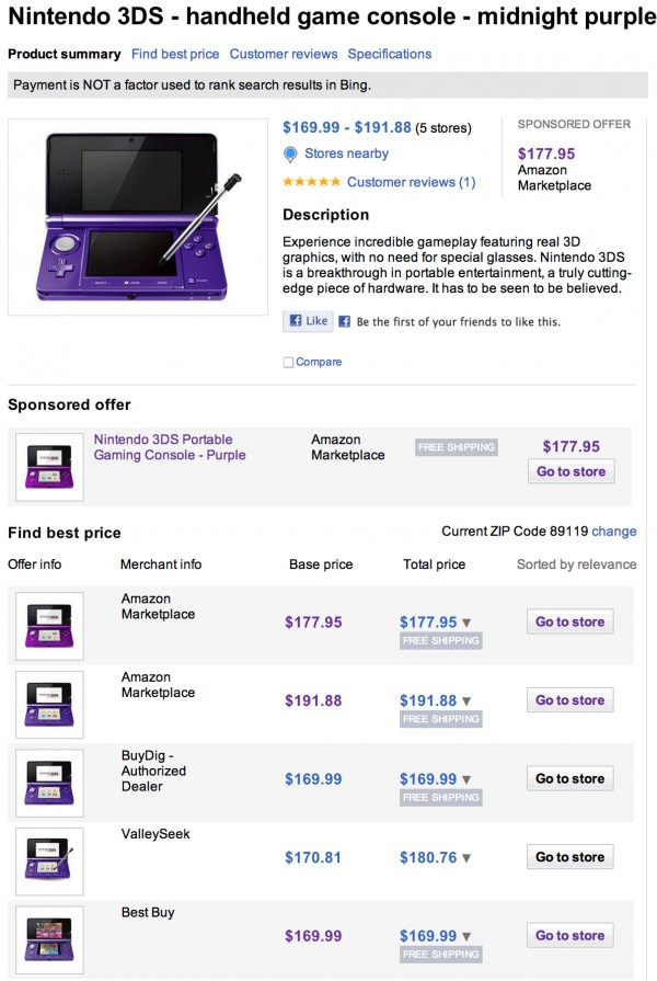 Nintendo 3DS Handheld Game Console Midnight Purple Product Summary Bing Shopping