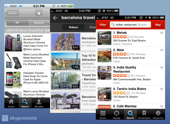 mobile apps with search engines