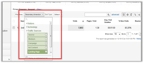 Google Analytics Secondary Dimension