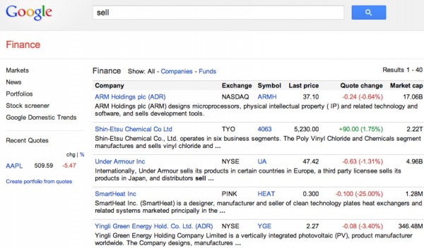 Sell Google Finance Search 1