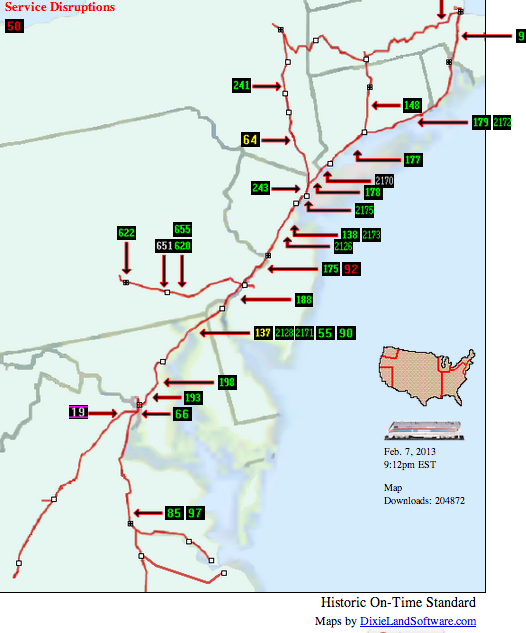 Amtrak Status Maps   NEC