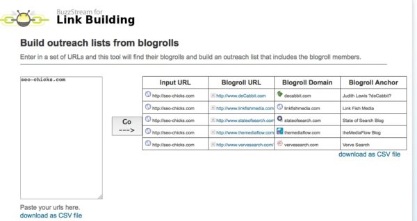 Buzzstream blogroll 