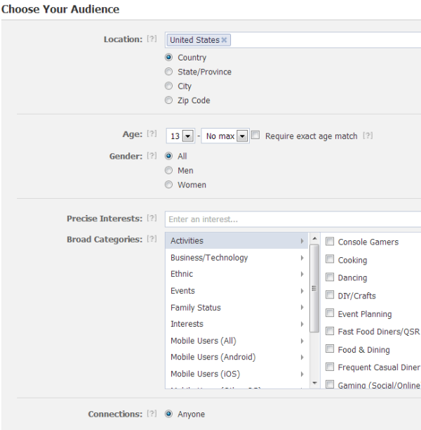 Facebook Targeting Options