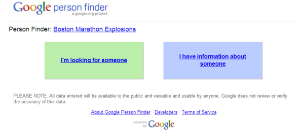 Google Person Finder  Boston Marathon Explosions