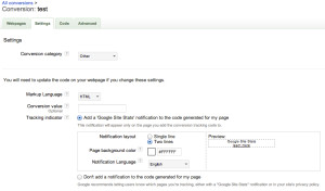 AdWords Tracking Setup