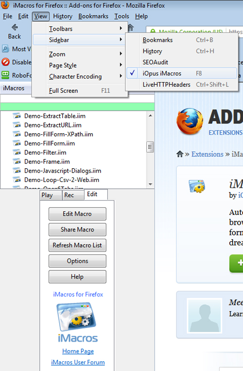 iMacros for Firefox