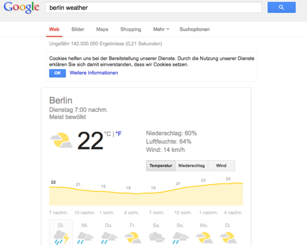 Google German weather box