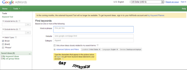 Adwords Keyword Tool Shutting Down for Keyword Planner