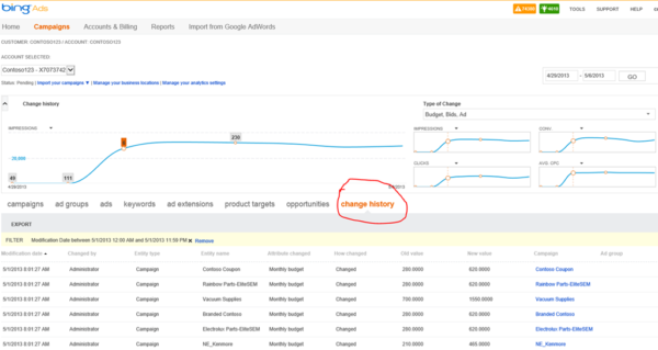 Bing Ads Change History