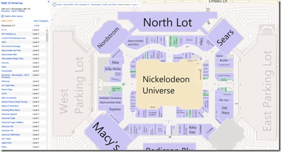 Venue Map for Mall of America in Minnesota