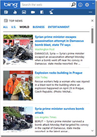 Bing Desktop news app