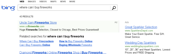 Fireworks Ad Bing